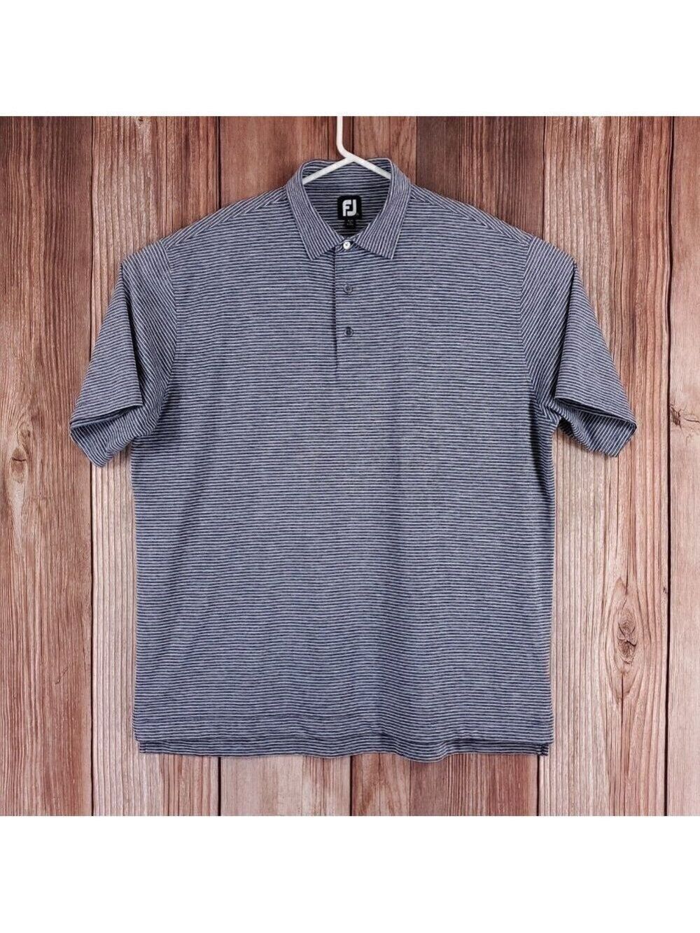 Footjoy FJ Mens Sz XXL Heather Gray White Striped Short Sleeve Golf Polo Shirt
